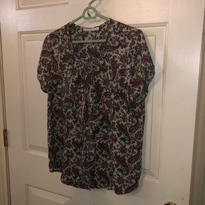 Daniel Rainn paisley blouse with ruffle detail in front